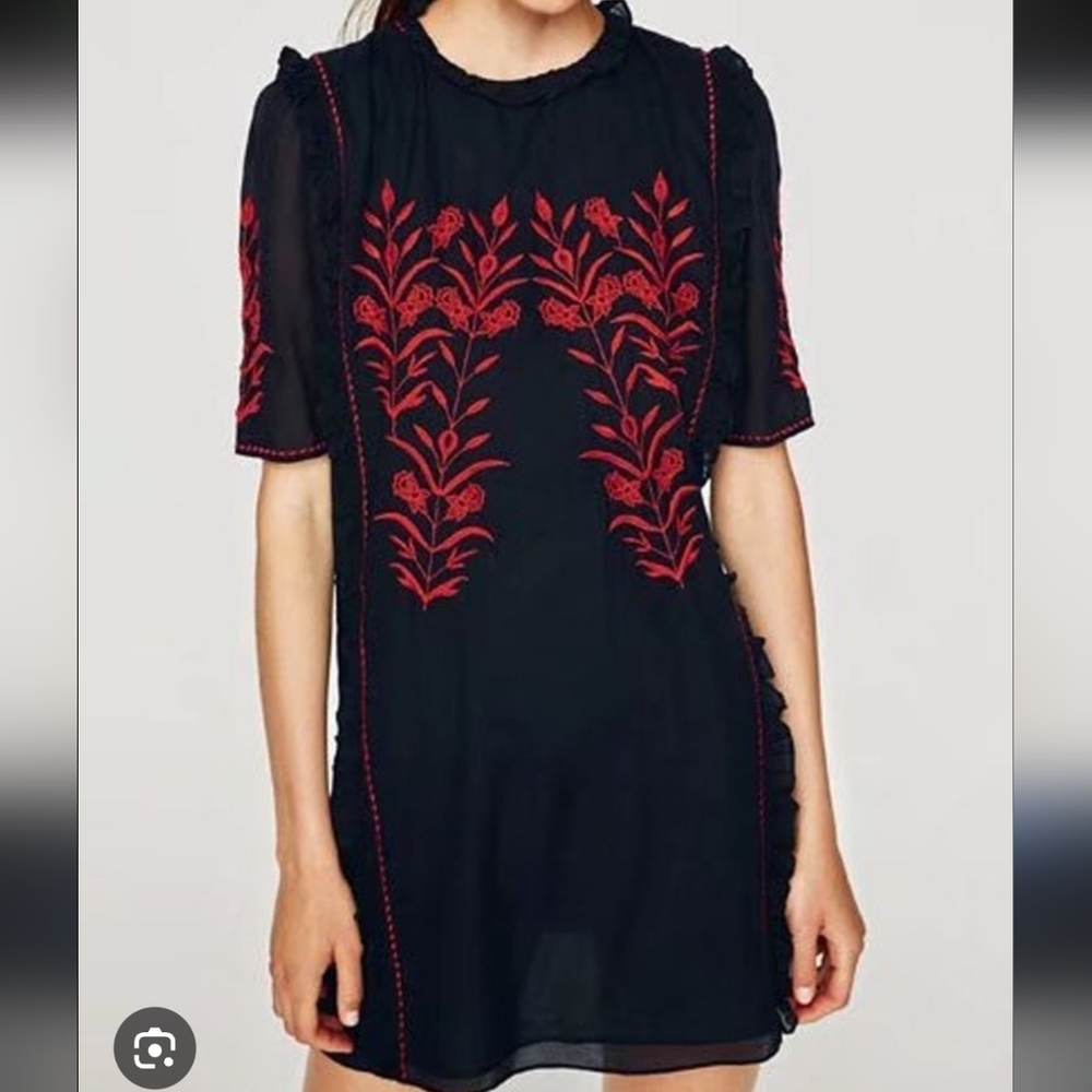 Zara Trafaluc Collection Cotton Embroidered Dress